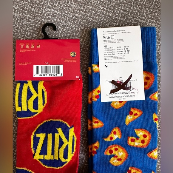 Set of two socks pizza Happy socks and Ritz logo socks - Picture 5 of 6
